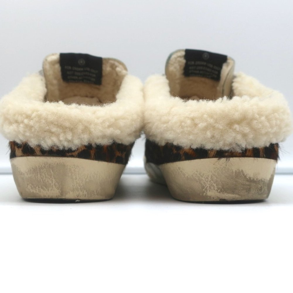 GOLDEN GOOSE SUPERSTAR SABOT SHEARLING SNEAKERS LEOPARD PRINT CALF HAIR SIZE 37 - Picture 7 of 10